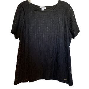 Calvin Klein textured semi-sheer blouse black XXL